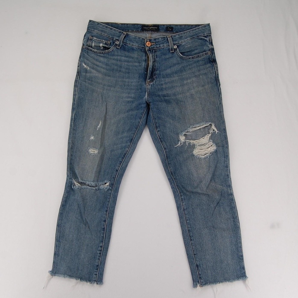 Lucky Brand Jeans‎ Womens 4/27 Blue Sienna Slim Boyfriend Distressed Raw Hem